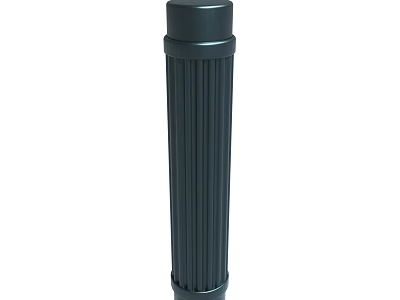 Decorative Black Cylindrical Structure With Vertical Stripes Modern Design Element 3d model