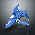 Game Movie Blue Mechanical Shark Character With Glowing Eye And Fins