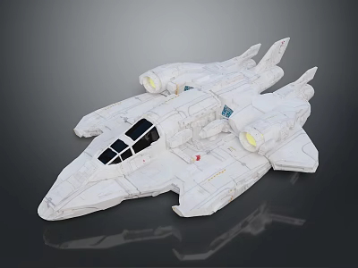 White Spacecraft Model With Detailed Design Multiple Engines And Cockpit For Space Exploration 3d model