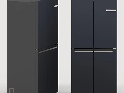 Modern Dark Colored Refrigerator Freezers With Sleek Double Door For Home Kitchen 3d model