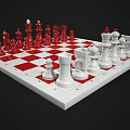 Classic Chess Entertainment With Red And White Chessboard And Neatly Arranged Chess Pieces