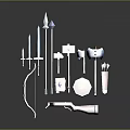 Cold weapons Sword Axe Hook Fork Spear Trident Melee Weapon Military 3d model