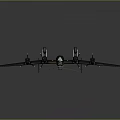 Black 3D Aerospace Bomber Model With Four Propellers And Wing Emblems