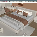 Cream wind double bed dressing table pillow carpet 3d model