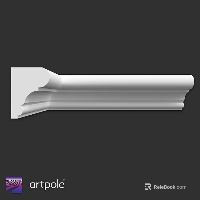 White Decorative Architectural Molding With Curved Design And Smooth Surface For Interior Decoration 3d model 