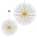 Modern Crystal Chandelier With Golden Center And Radiant Spherical Design For Home Decor