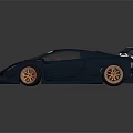 Dark Blue Sports Car With Red Accents Large Rear Spoiler Red Wheels Drift Master Decal