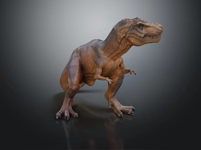 Realistic Brown T Rex Dinosaur Model in Standing Posture on Dark Gradient Background 3d model