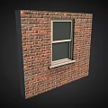 Building Exterior Wall With Textured Surface Window And Air Conditioning Unit 3d model