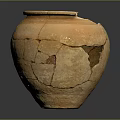 Ancient Cracked Clay Jar With Visible Surface Fissures And Antique Texture