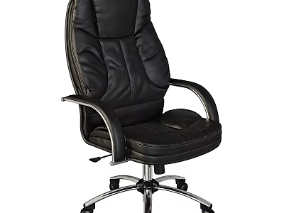 Black Leather Office Chair With Ergonomic High Back Adjustable Swivel Base And Rolling Wheels 3d model