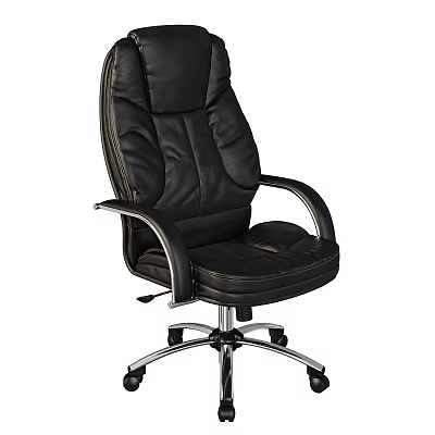 Black Leather Office Chair With Ergonomic High Back Adjustable Swivel Base And Rolling Wheels 3d model