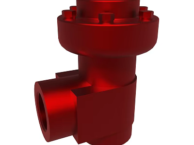 Red Industrial Valve Mechanical Component With Metal Structure And Pipe Fitting 3d model