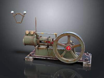 Vintage Motorcycle With Old Fashioned Engine Gear And Metal Structure 3d model