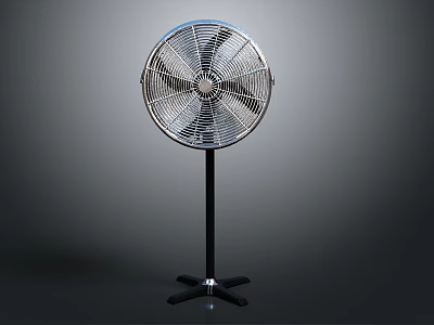 Floor Fan With Metal Grille Black Stand And Stable Base Design 3d model