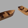 Two Small Wooden Boats With Simple Interior Structure On Gray Background