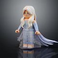 Elegant Doll With White Long Hair Blue Eyes Light Blue Dress Tulle Skirt And Cape