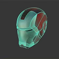 Red And Gold Iron Man Helmet With Shiny Metallic Finish On Dark Background