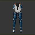 Blue And White Armor Set With Chest Plate Leg Guards Boots And Silver Accents