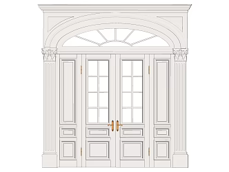 Jane Europe double door villa double door 3d model