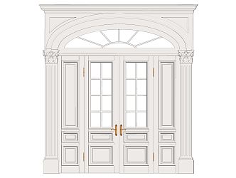 Jane Europe double door villa double door 3d model