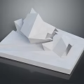 White Architectural Model With Geometric Abstract Sculptural Structural Forms And Base 3d model