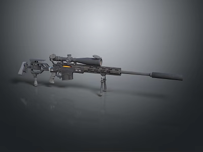Tactical Long Range Military Sniper Rifle With High Precision Scope And Adjustable Bipod 3d model