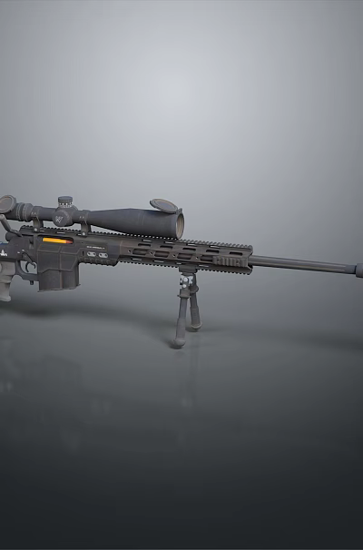 Tactical Long Range Military Sniper Rifle With High Precision Scope And Adjustable Bipod 3d model