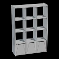 Wooden Display Shelf With Multiple Storage Compartments And Bottom Door Cabinets 3d model