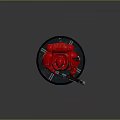 Red Armored Warrior Character Holding Gun On Detailed Base Figure