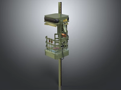 Industrial Pole Mounted Mechanical Platform With Steel Structure And Mechanical Components 3d model