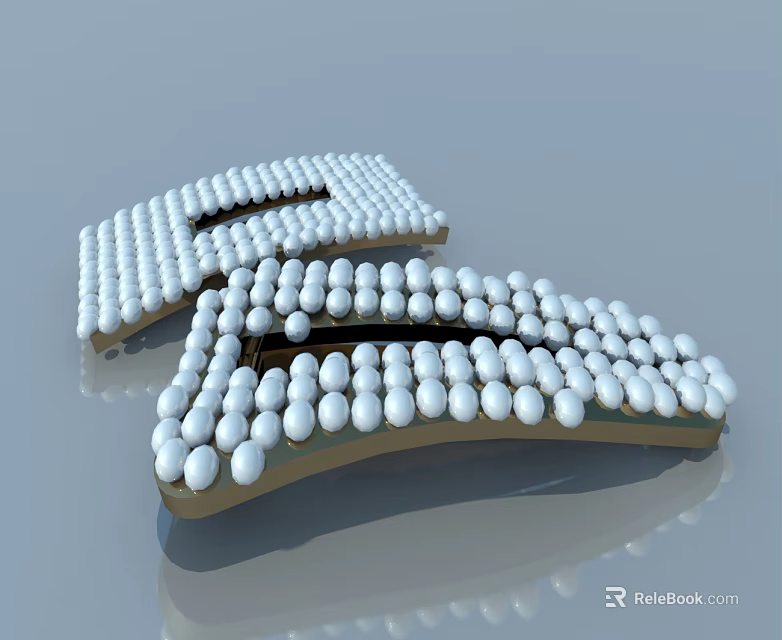Modern Swing Door With White Spherical Decorations And Curved Design Structure 3d model 