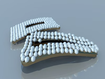 Modern Swing Door With White Spherical Decorations And Curved Design Structure 3d model