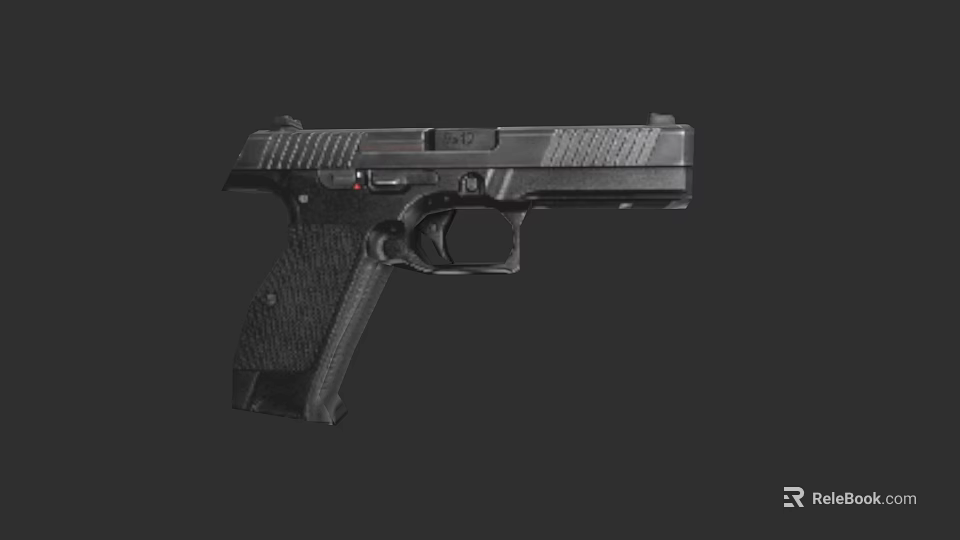 Black Ergonomic Tactical Pistol Weapon With Textured Grip And Modern Design 3d model 