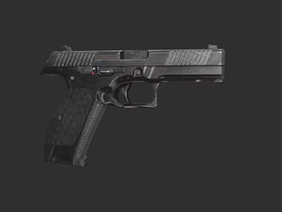Black Ergonomic Tactical Pistol Weapon With Textured Grip And Modern Design 3d model