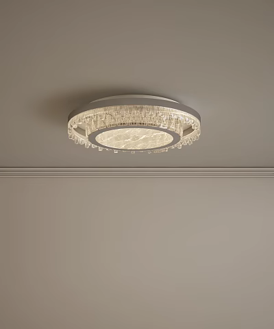 Modern Round Ceiling Light With Crystal Fringe And Bright Illuminated Design 3d model
