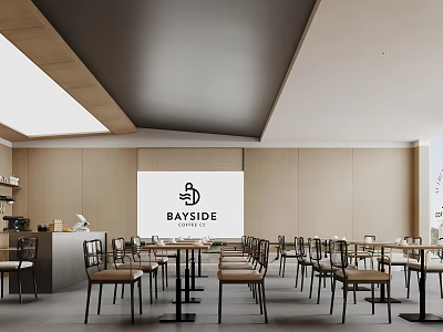 Modern Bubble Tea Shop With Wooden Walls And Bright Seating Area 3d model