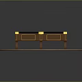 Billiard Table With Green Felt Surface Brown Frame Yellow Corner Cushions On Round Wooden Floor