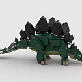 Green Building Blocks Stegosaurus Dinosaur Model With Black Plates And Brown Legs