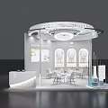 Modern Exhibition Booth With Circular Top Lighting And White Display Cabinets For Product
