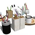 Essential Bathroom Accessories Including Toothbrushes Toothpaste Soap Dish And Toothbrush Holders 3d model