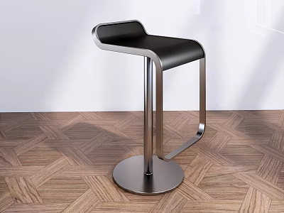 Modern Bar Stool With Metal Frame And Black Seat In Minimalist Interior Space 3d model