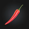 Fresh Ripe Red Chili Pepper Isolated On Black Background With Green Stem