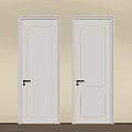 Two White Swing Doors Installed On Beige Wall With Wooden Floor