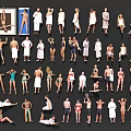 Multiple People in Various Poses and Different Outfits Character Collection 3d model