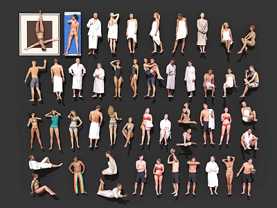 Modern Pool Figure Bath Figure Bathrobe Figure Bikini Figure Sitting Squat Figure 3d model