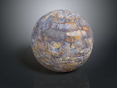 Textured Multicolored Stone Decorative Sphere With Artistic Patterns On Dark Background Surface 3d model