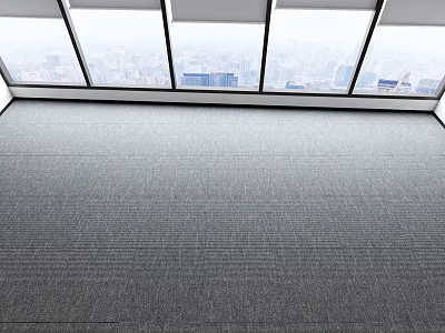 Square Carpet On Room Floor With Large Windows And City View 3d model