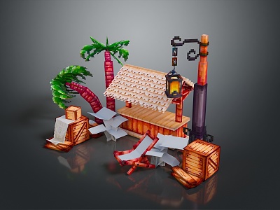 Cartoon Tavern Games Tavern Items Tavern Props Cartoon Wooden Furniture Cartoon Wooden Furniture 3d model