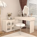 Elegant Modern Dressing Table With Open Drawers Cosmetics Mirror And Decorative Items 3d model